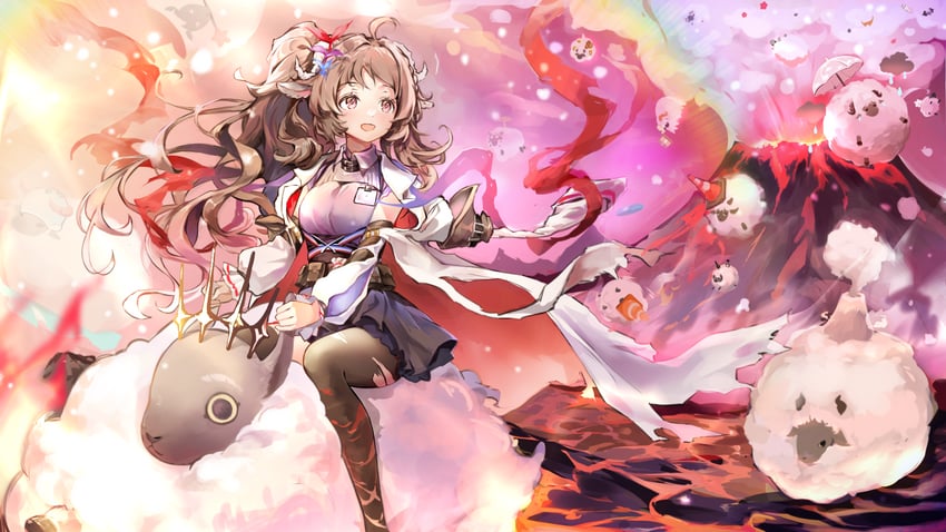 eyjafjalla, eyjafjalla the hvit aska, and dolly (arknights) drawn by wellsy