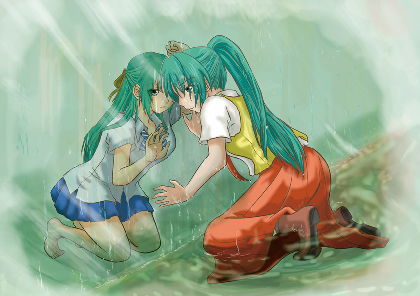 sonozaki mion and sonozaki shion (higurashi no naku koro ni) drawn by wahi