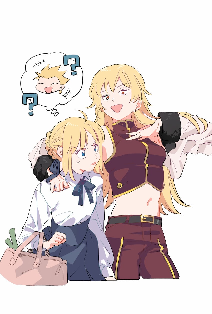 artoria pendragon, saber, and gilgamesh (fate and 1 more) drawn by duck11_rp