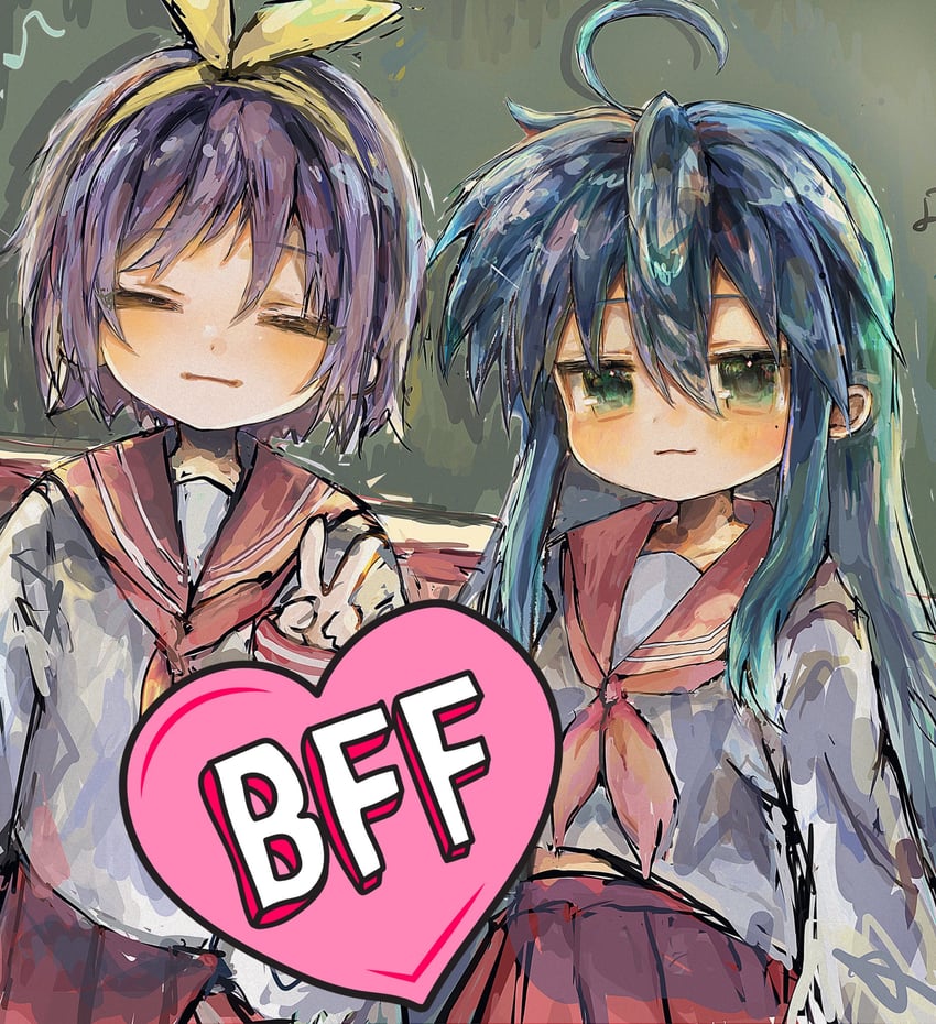 izumi konata and hiiragi tsukasa (lucky star) drawn by esk_ss