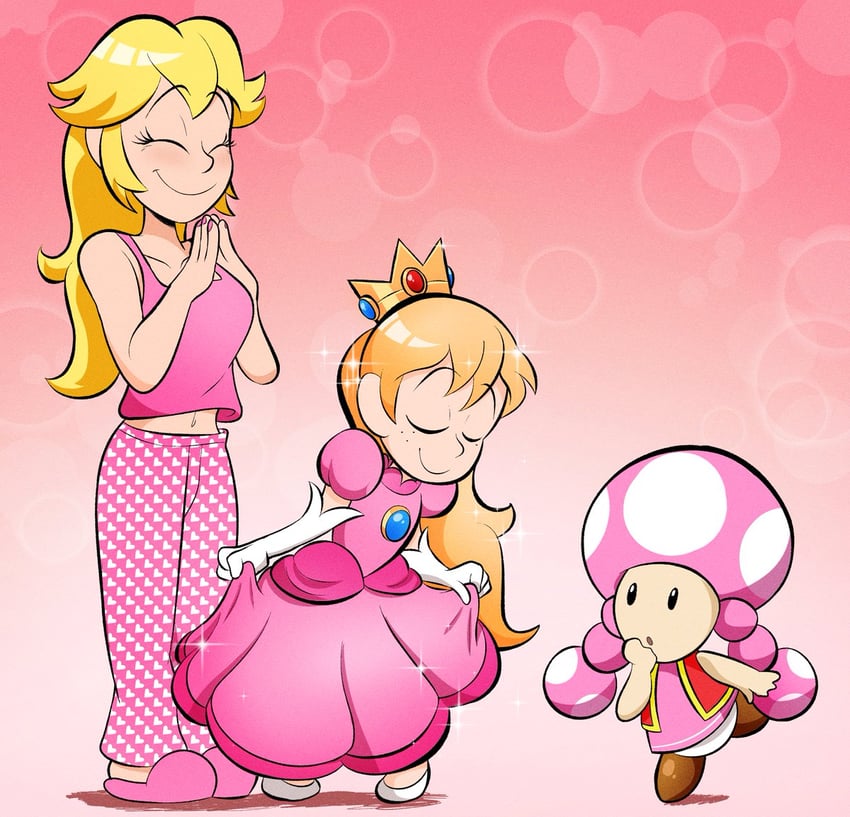 princess peach, toadette, and cutie (original and 1 more) drawn by yohocutie