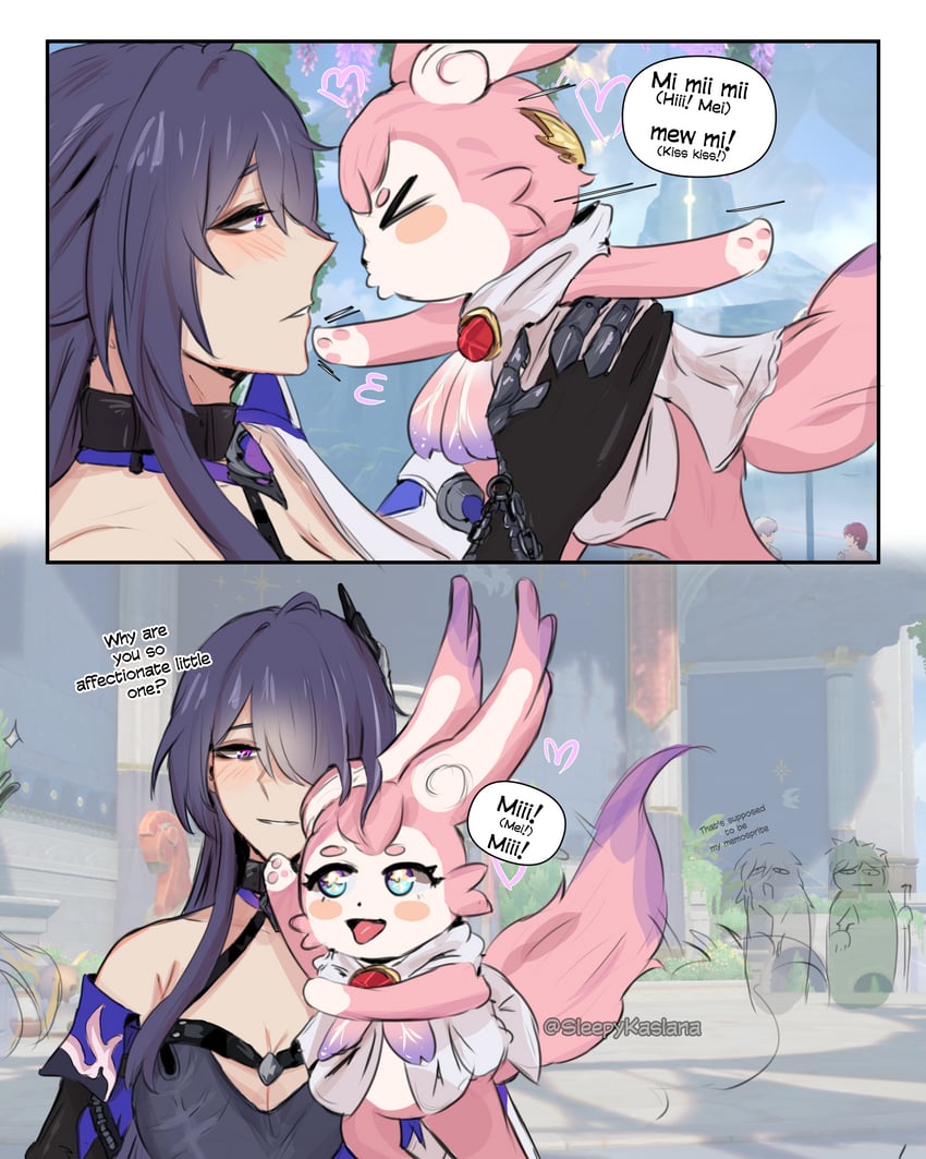 trailblazer, stelle, acheron, and mem (honkai and 1 more) drawn by sleepy_kaslana