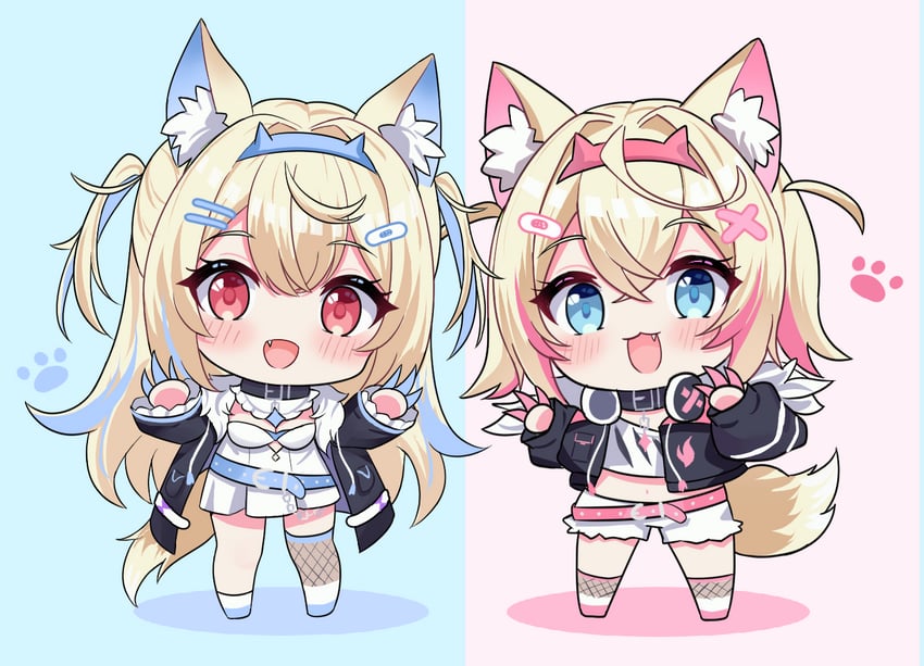fuwawa abyssgard and mococo abyssgard (hololive and 1 more) drawn by adju_ster