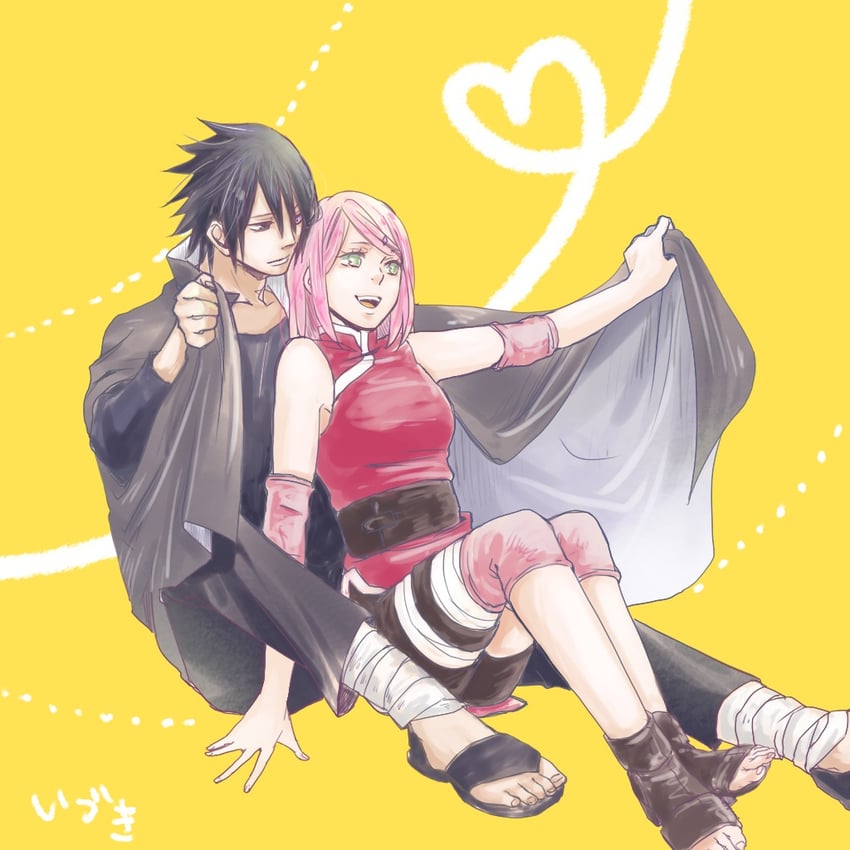 haruno sakura and uchiha sasuke (naruto and 1 more) drawn by margaritaiduki