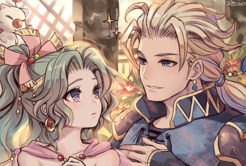 terra branford, moogle, and edgar roni figaro (final fantasy and 1 more) drawn by fujimaru_(green_sparrow)