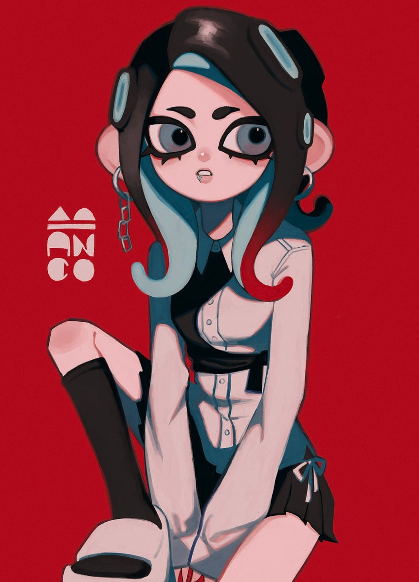 octoling player character and octoling girl (splatoon and 1 more) drawn by ka1_(k4k37)