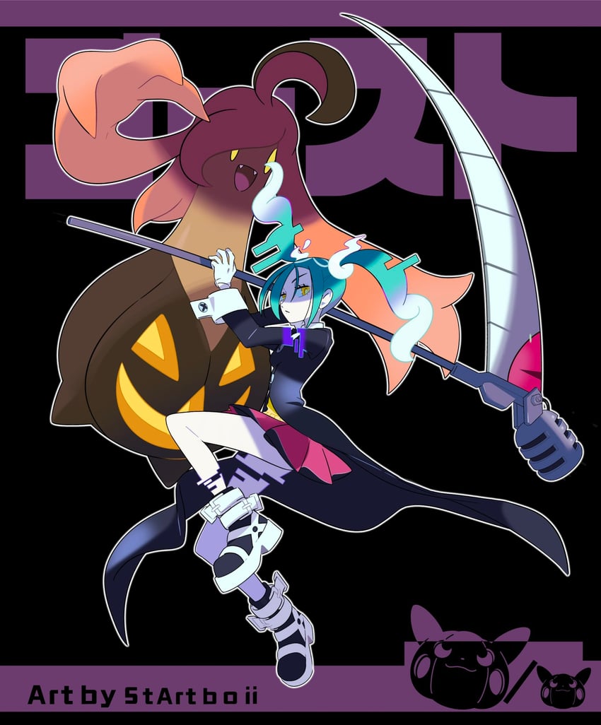 hatsune miku, maka albarn, ghost miku, and gourgeist (pokemon and 3 more) drawn by startboii