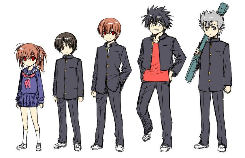 natsume rin, naoe riki, natsume kyousuke, inohara masato, and miyazawa kengo (little busters!) drawn by zen_(kamuro)