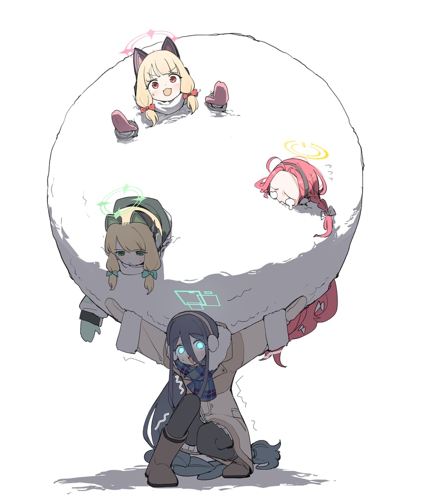 aris, momoi, midori, yuzu, and atlas (blue archive) drawn by maton_3110
