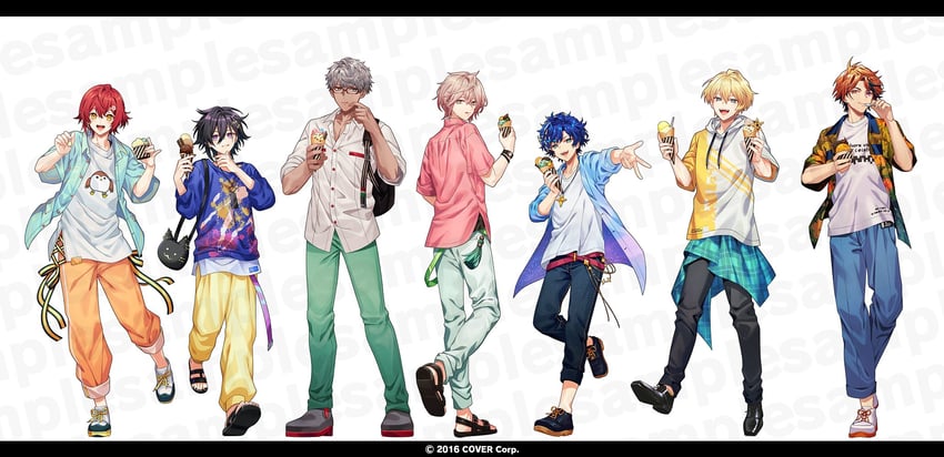 astel leda, hanasaki miyabi, kanade izuru, yukoku roberu, kishido temma, and 2 more (holostars) drawn by naruta_iyo