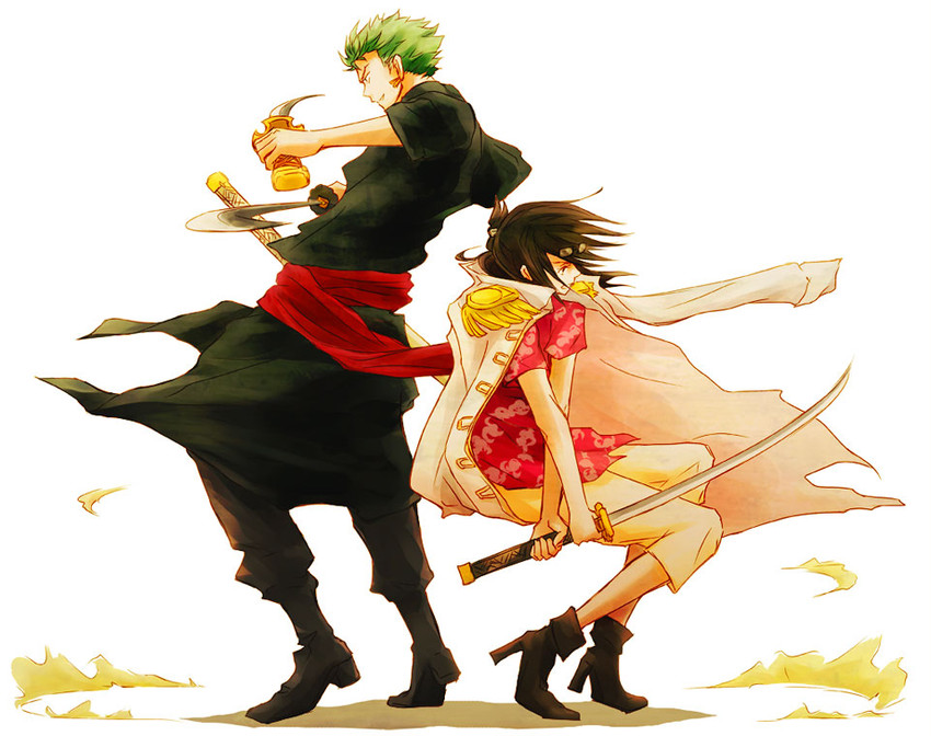roronoa zoro and tashigi (one piece) drawn by kigisu