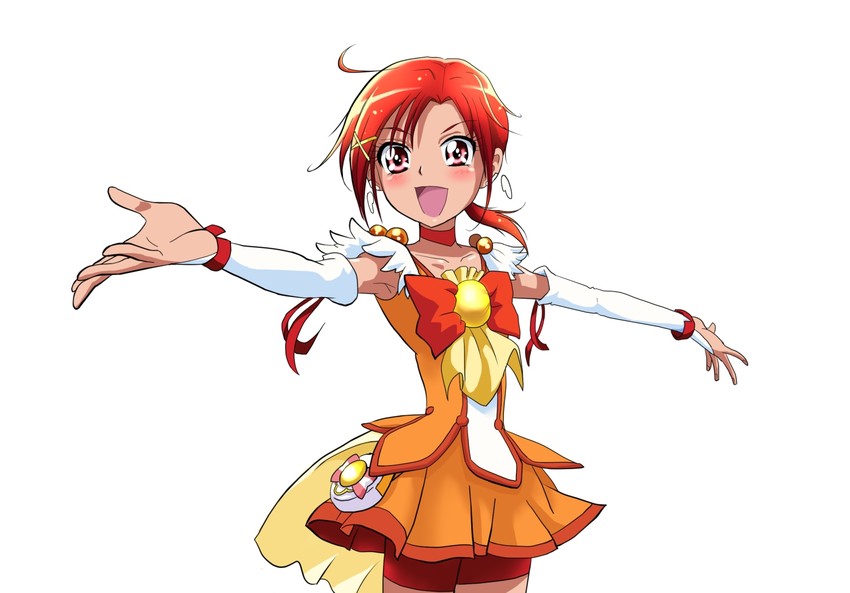 hino akane and cure sunny (precure and 1 more) drawn by ponsuke_(iso_fura_bon)