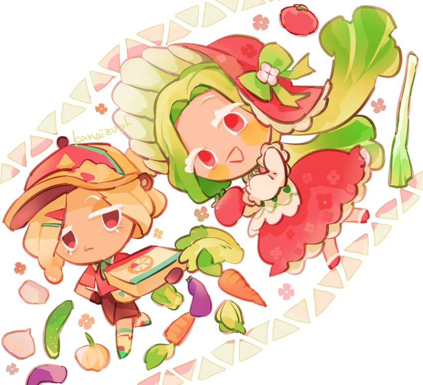 spinach cookie and pizza cookie (cookie run and 1 more) drawn by kanaizu_yh