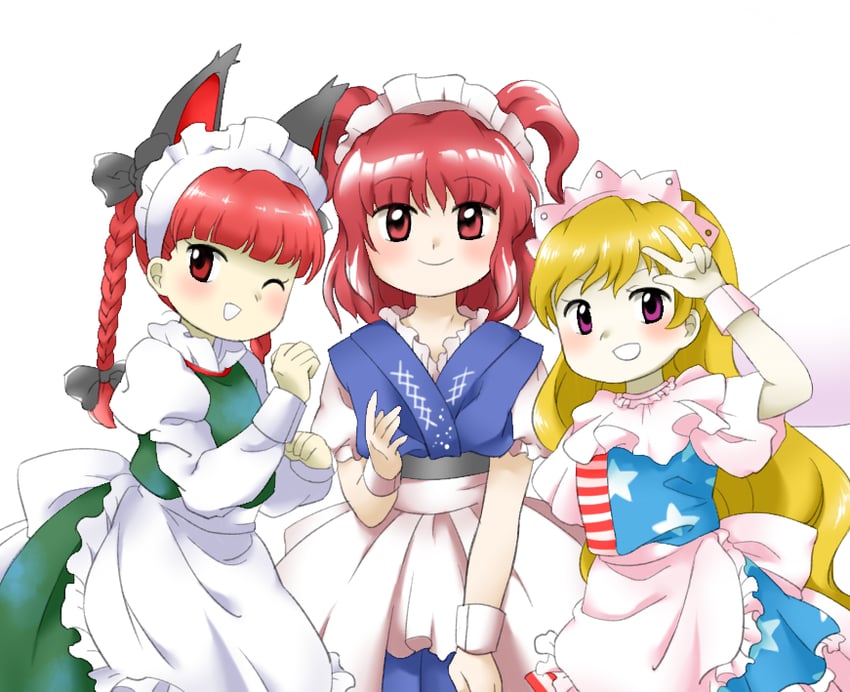 kaenbyou rin, onozuka komachi, and clownpiece (touhou) drawn by nonamejd