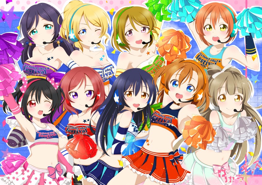 nishikino maki, tojo nozomi, sonoda umi, yazawa nico, ayase eli, and 4 more (love live! and 2 more) drawn by ashino