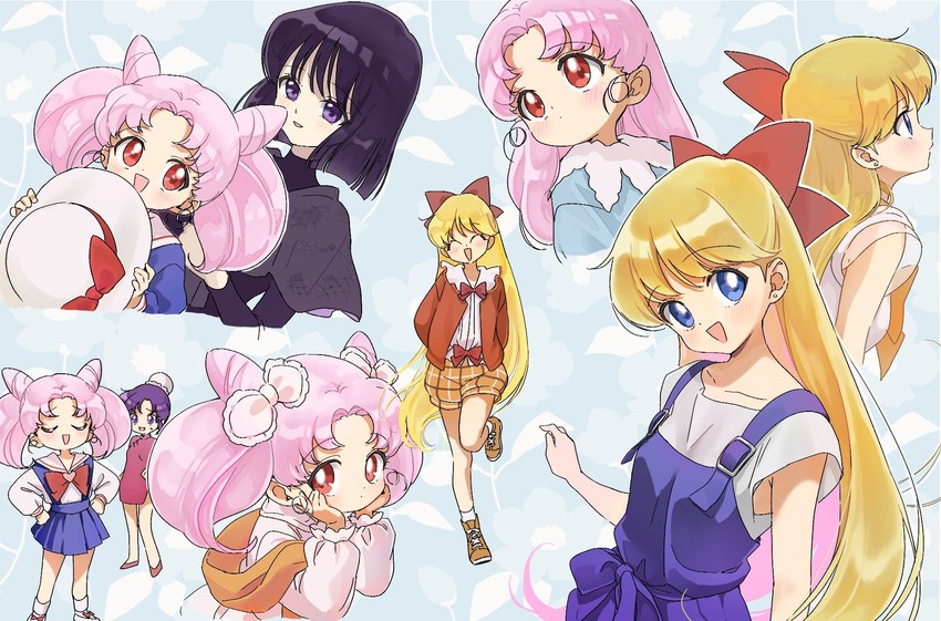 aino minako, chibi usa, sailor venus, tomoe hotaru, and momohara momoko (bishoujo senshi sailor moon and 1 more) drawn by akakokko