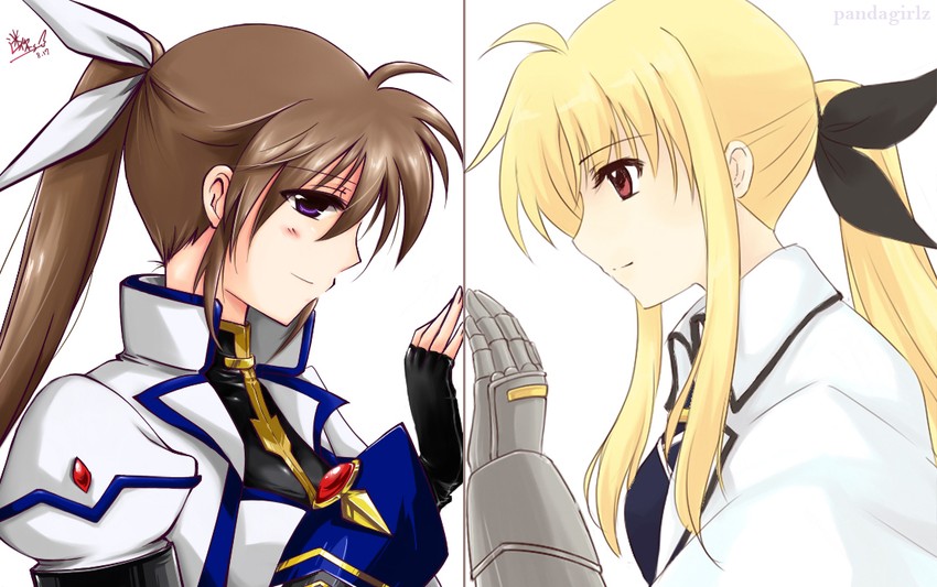 fate testarossa and takamachi nanoha (lyrical nanoha and 1 more) drawn by fatenano7
