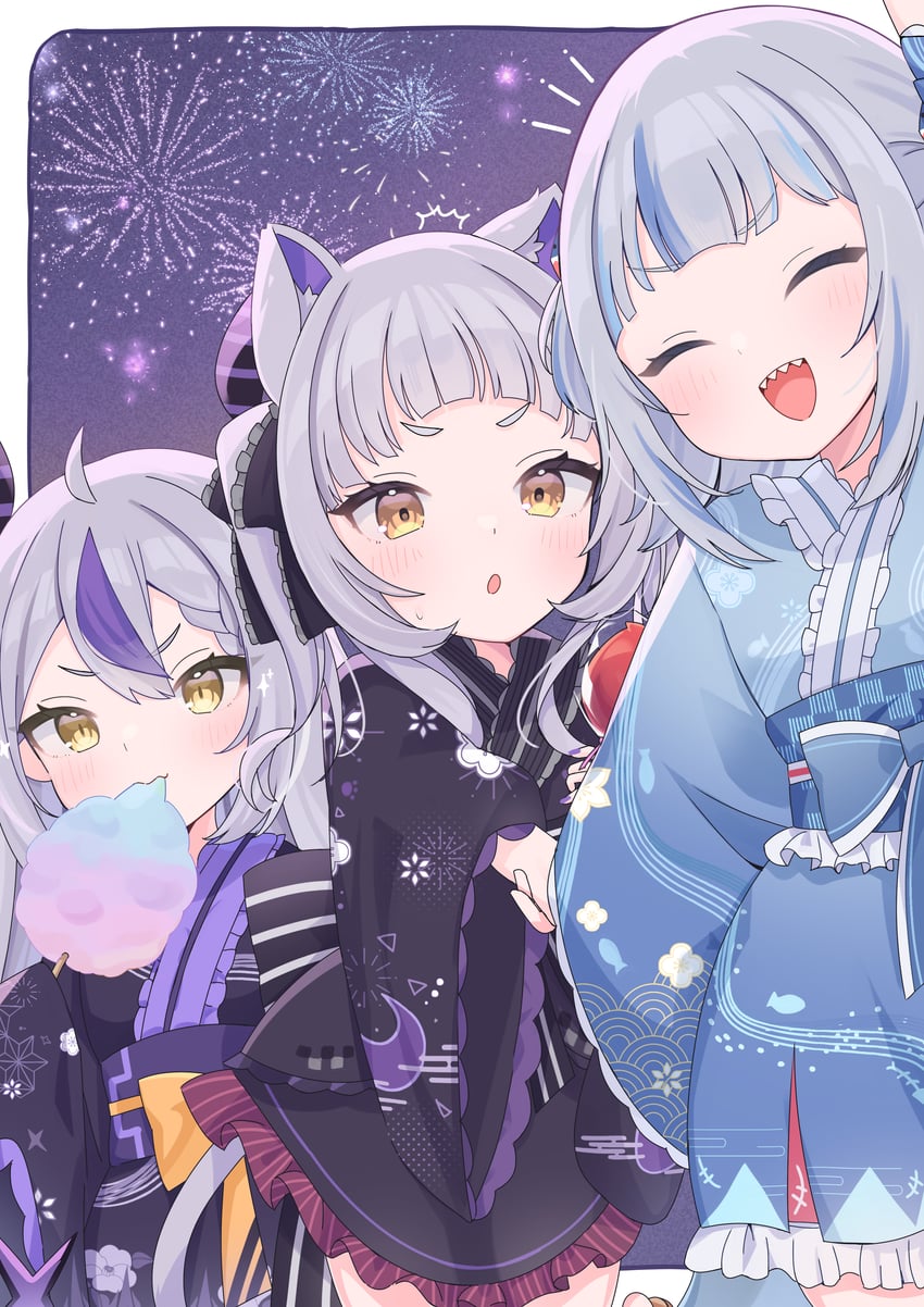 gawr gura, la+ darknesss, and murasaki shion (hololive and 1 more) drawn by ichipon1515
