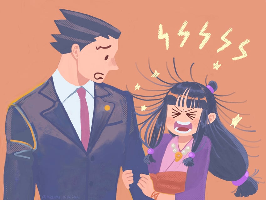 phoenix wright and maya fey (ace attorney) drawn by suibun_(mizuha_oishiina)