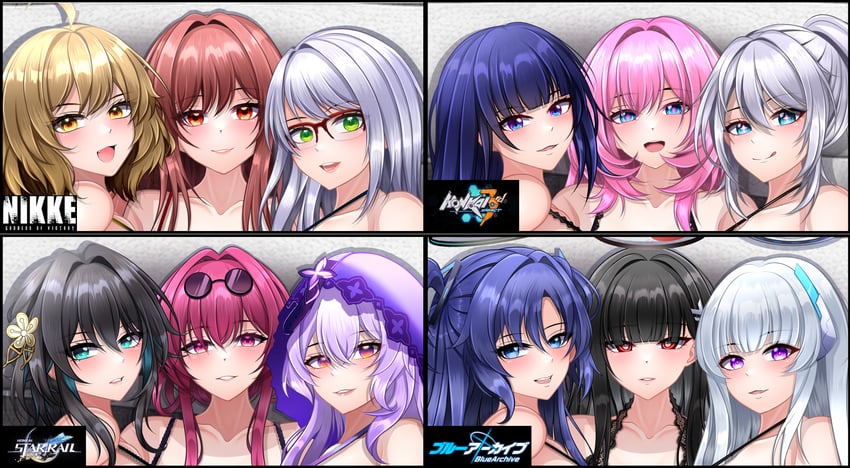 yuuka, rio, elysia, kafka, kiana kaslana, and 7 more (blue archive and 4 more) drawn by d.d.g_(ddg3420)