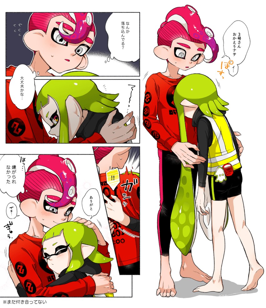 inkling player character, inkling girl, octoling player character, agent 8, octoling boy, and 1 more (splatoon) drawn by yeneny