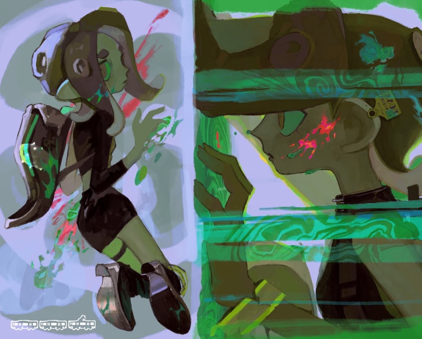 octoling player character, octoling girl, and agent 8 (splatoon and 2 more) drawn by takokawayoi