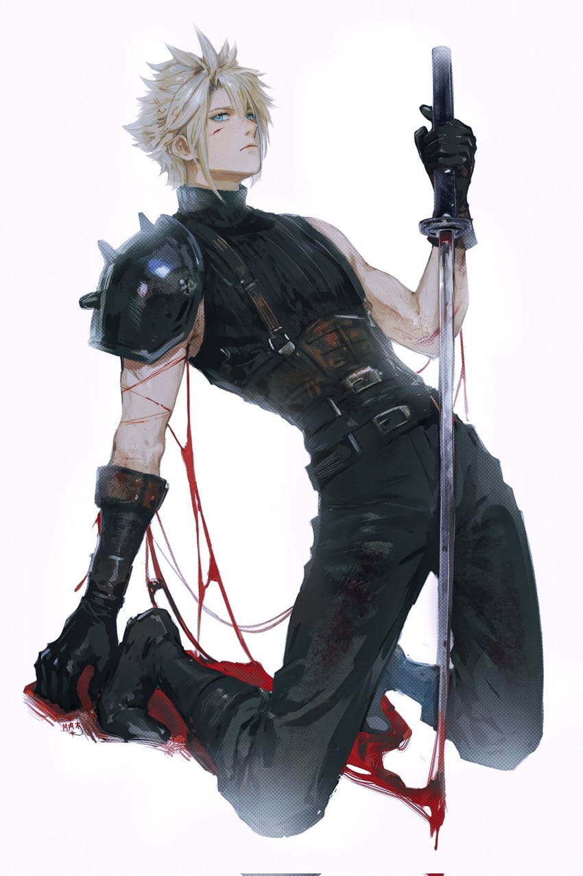 cloud strife (final fantasy and 3 more) drawn by motata36297412