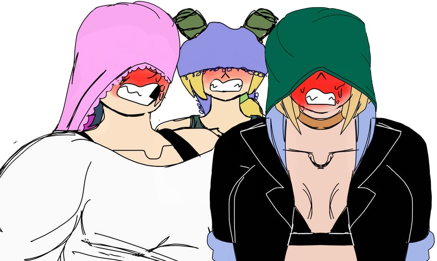 kujo jolyne, silvia piquet, and hart floyd (jojo no kimyou na bouken and 3 more) drawn by jolynecujohwedgie