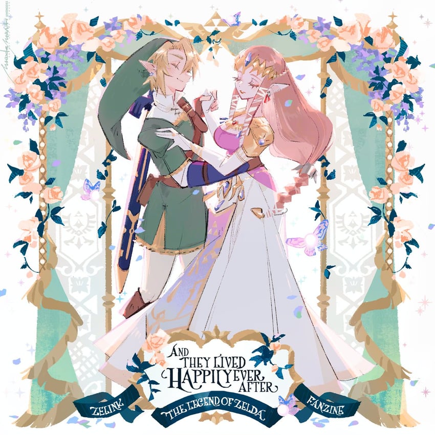 link and princess zelda (the legend of zelda and 1 more) drawn by manodemarina