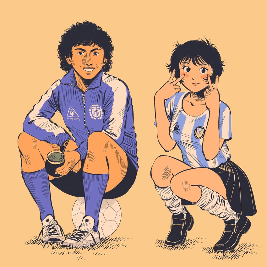 diego maradona and madeline (asociacion de futbol argentina) drawn by heidi_(heytherenrds)