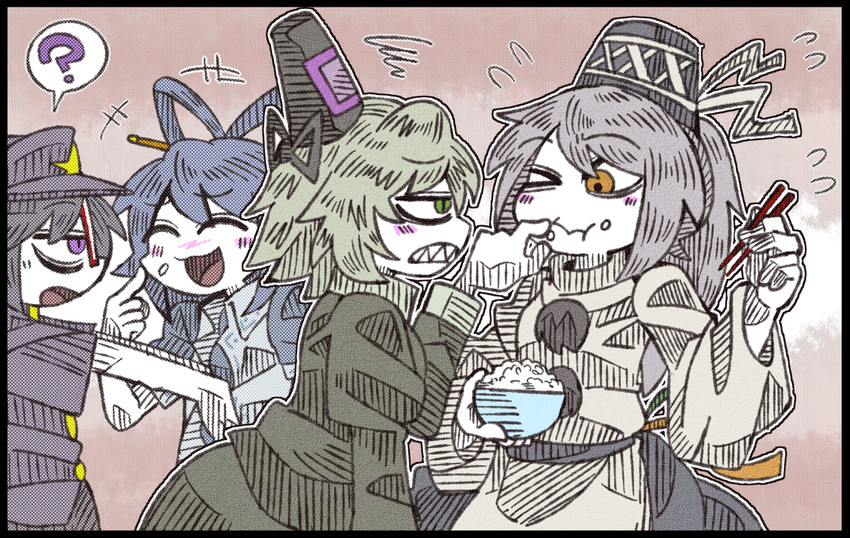 mononobe no futo, kaku seiga, miyako yoshika, and soga no tojiko (touhou) drawn by suenari_(peace)