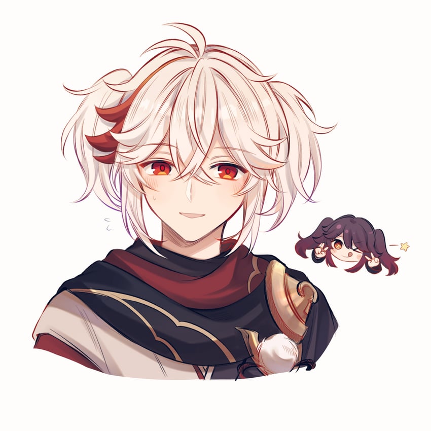 hu tao and kaedehara kazuha (genshin impact) drawn by aionat