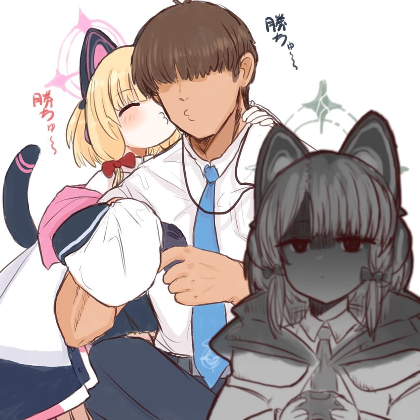 sensei, momoi, and midori (blue archive) drawn by shiming_liangjing