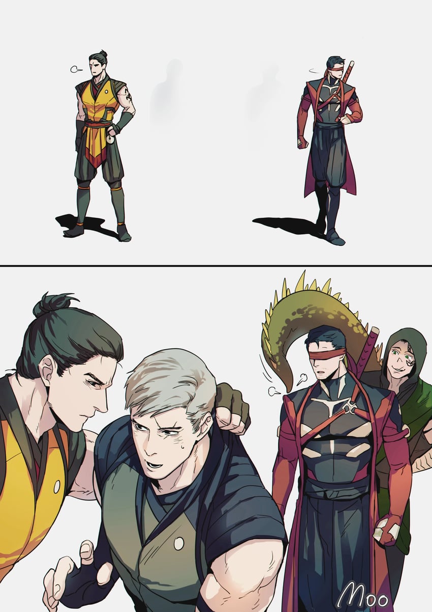 scorpion, kenshi, kuai liang, reptile, and smoke (mortal kombat and 1 more) drawn by moo_og