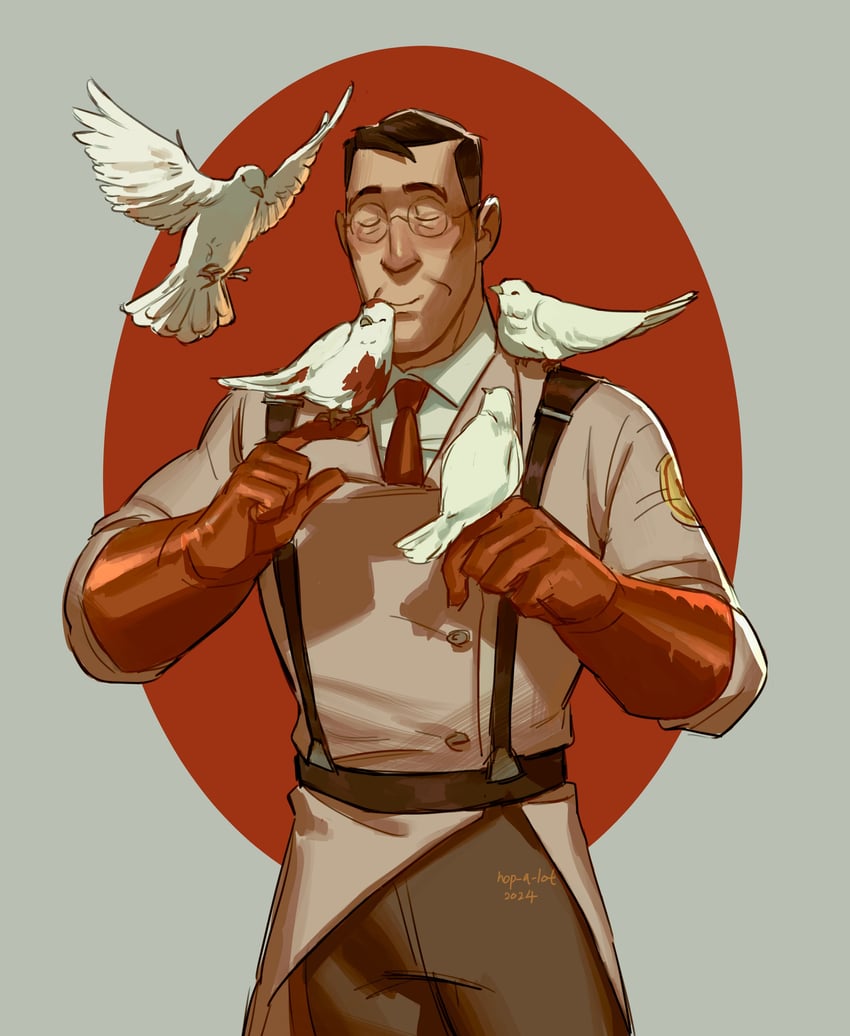 medic, red medic, and archimedes (team fortress 2) drawn by citrus0lemon