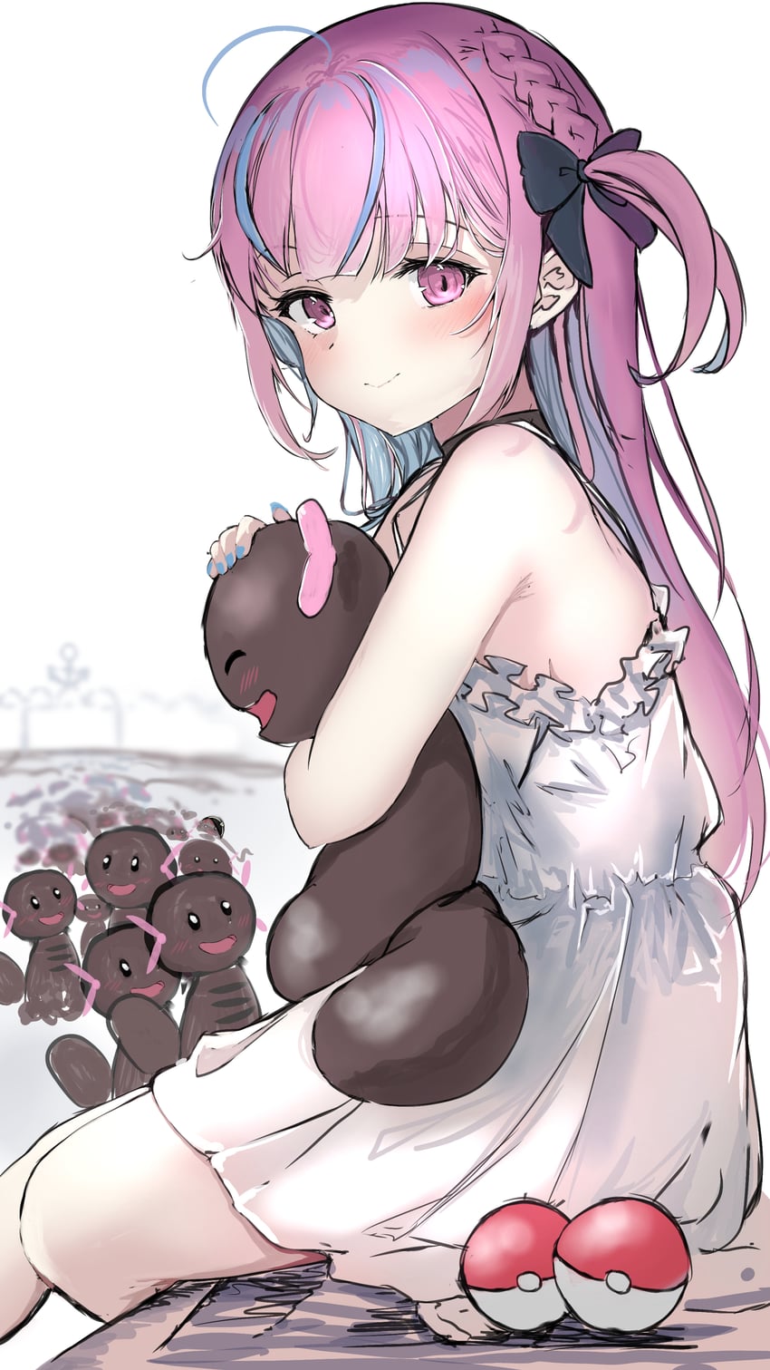 minato aqua and paldean wooper (pokemon and 1 more) drawn by tazrn1