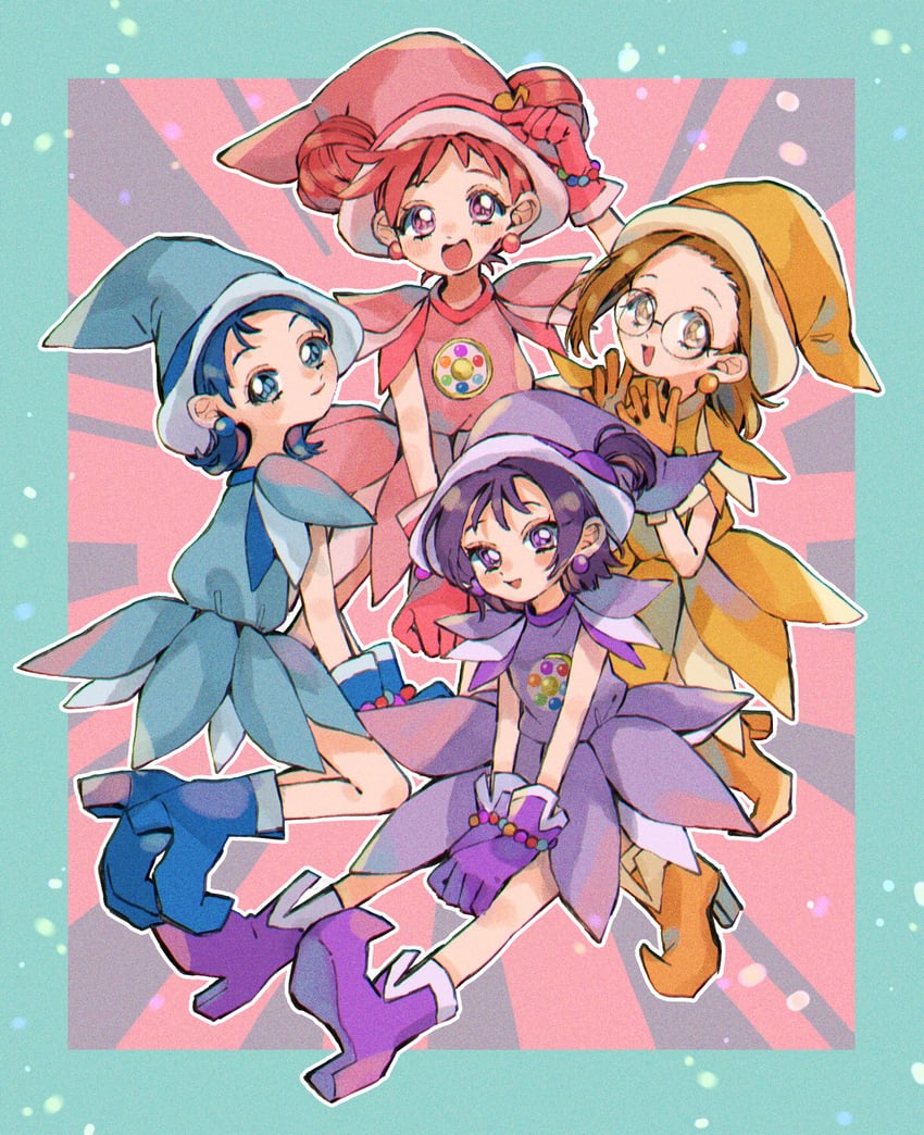 harukaze doremi, segawa onpu, fujiwara hazuki, and senoo aiko (ojamajo doremi) drawn by kashiwagi_tsukiko