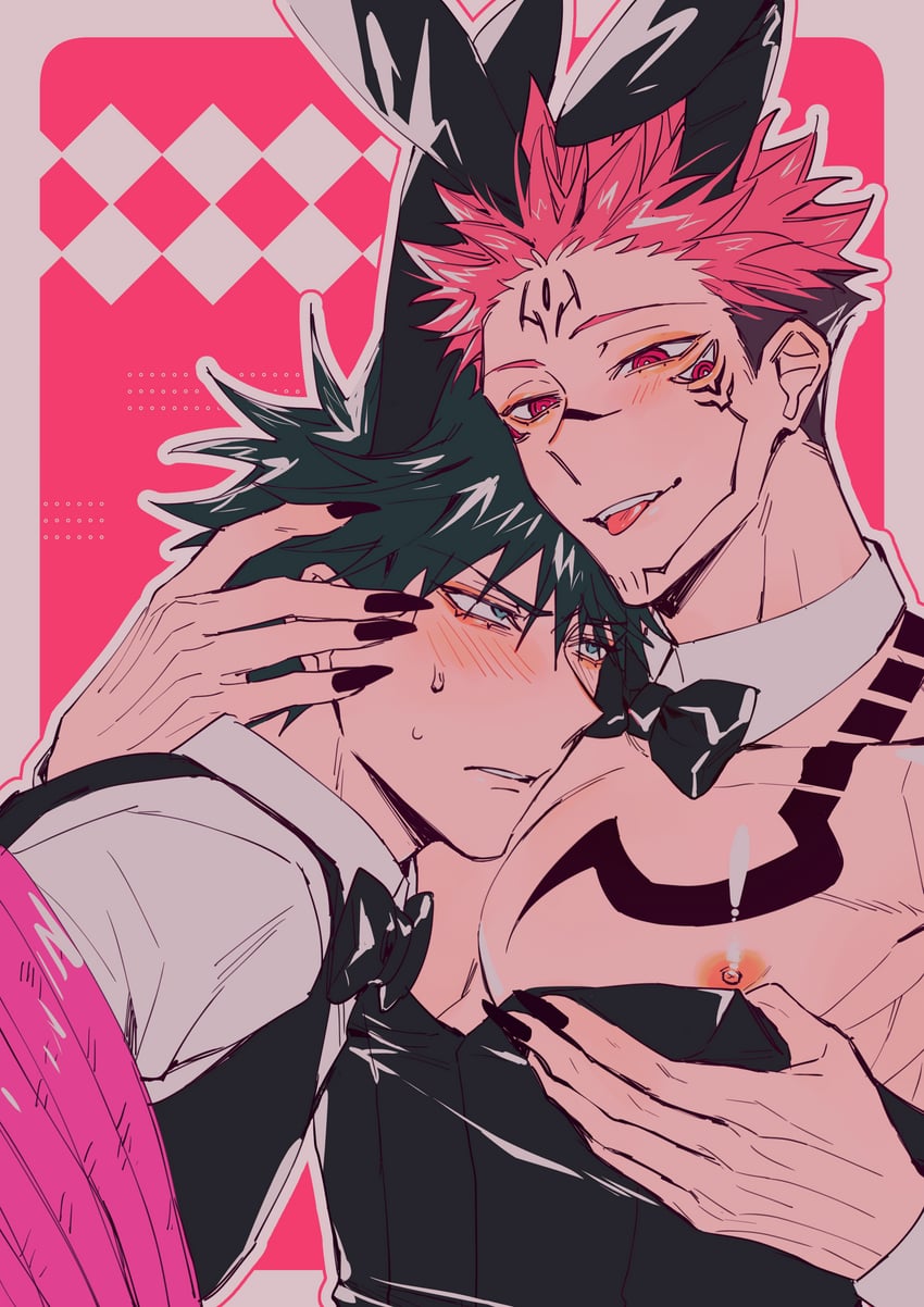 fushiguro megumi and ryoumen sukuna (jujutsu kaisen) drawn by azukiharuta_ju