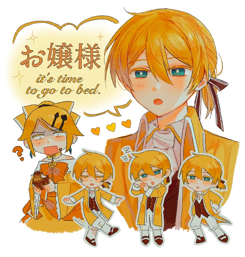 kagamine rin, kagamine len, riliane lucifen d'autriche, and allen avadonia (vocaloid and 3 more) drawn by yuzuyooja