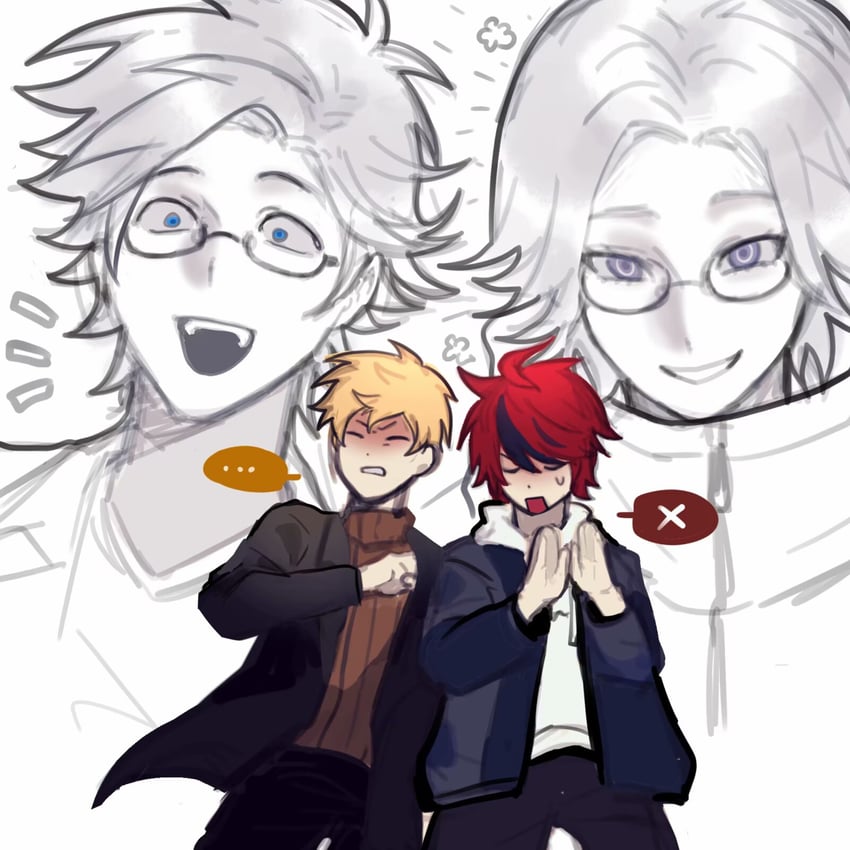 atou haruki, kanou aogu, aotsuki eito, and sumino takumi (saibou shinkyoku and 1 more) drawn by xingyin730