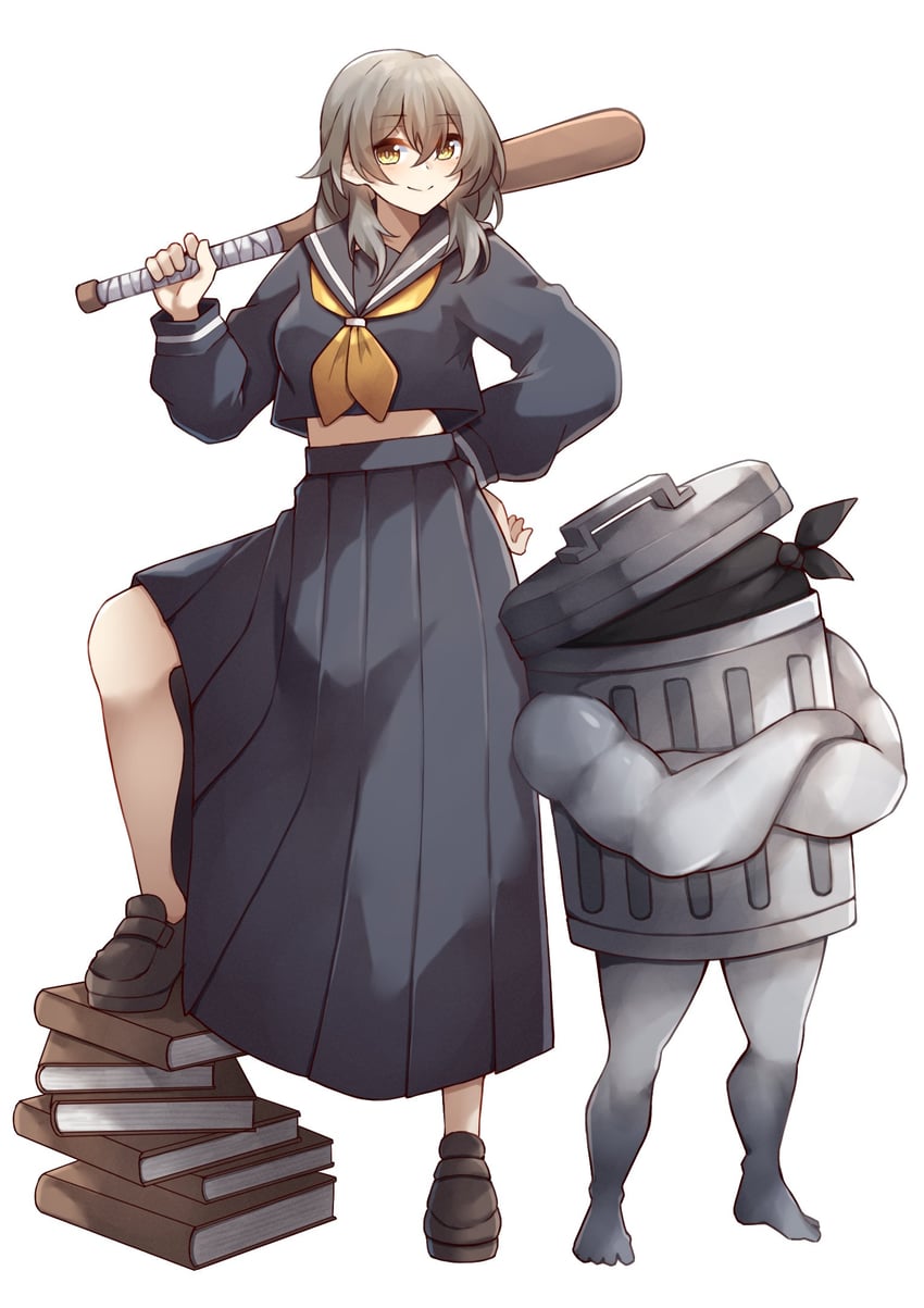 trailblazer, stelle, and lordly trashcan (honkai and 1 more) drawn by kwkunai