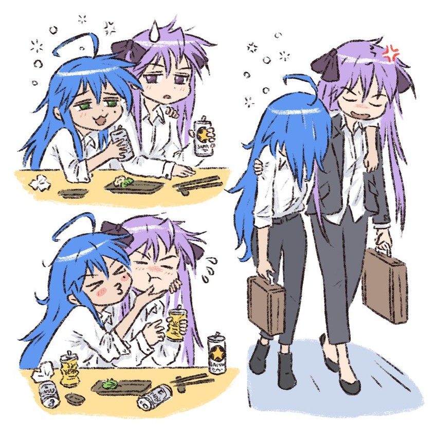hiiragi kagami and izumi konata (lucky star) drawn by truffleduster