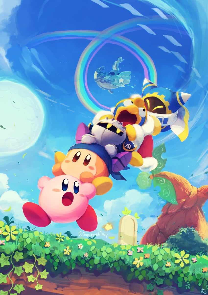 kirby, meta knight, king dedede, magolor, and bandana waddle dee (kirby and 1 more) drawn by suyasuyabi
