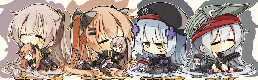 hk416, ump45, ump9, and g11 (girls' frontline) drawn by 7:08