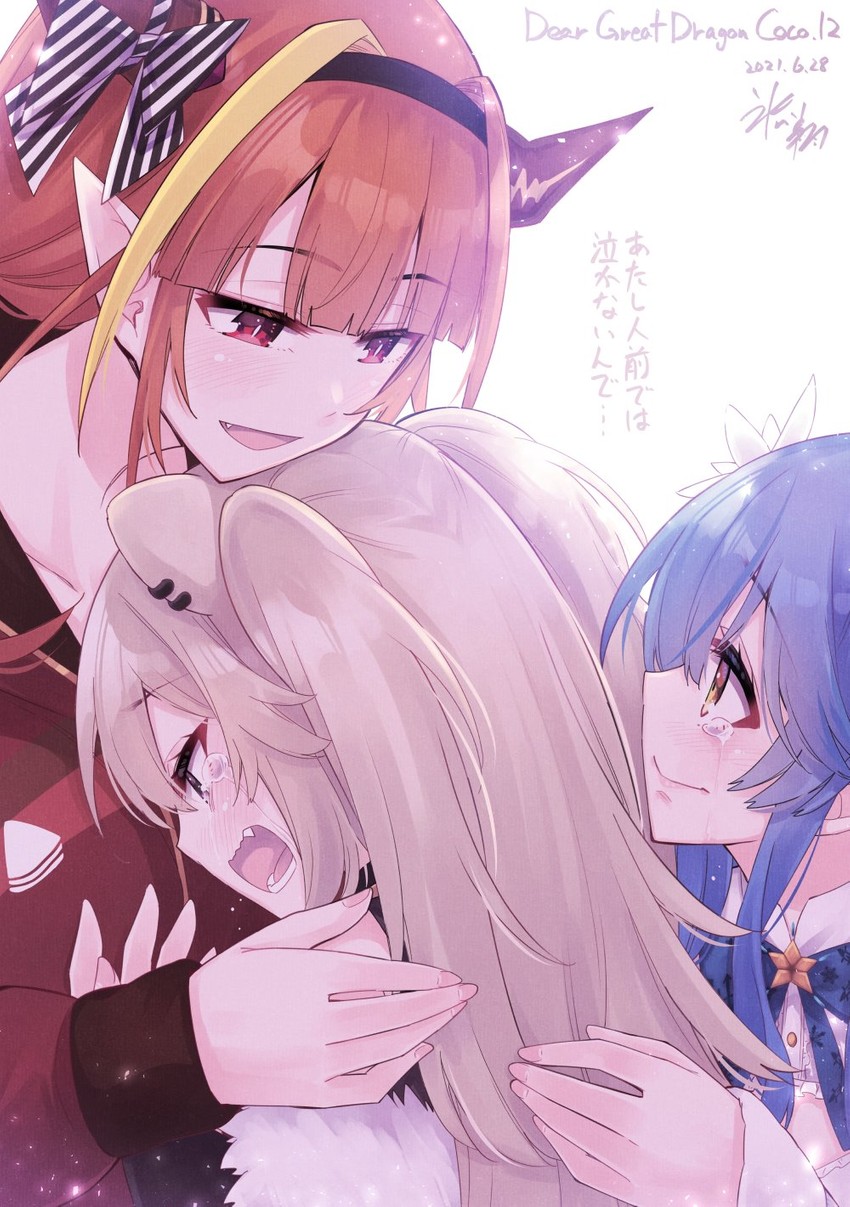 yukihana lamy, shishiro botan, and kiryu coco (hololive) drawn by hikawa_shou