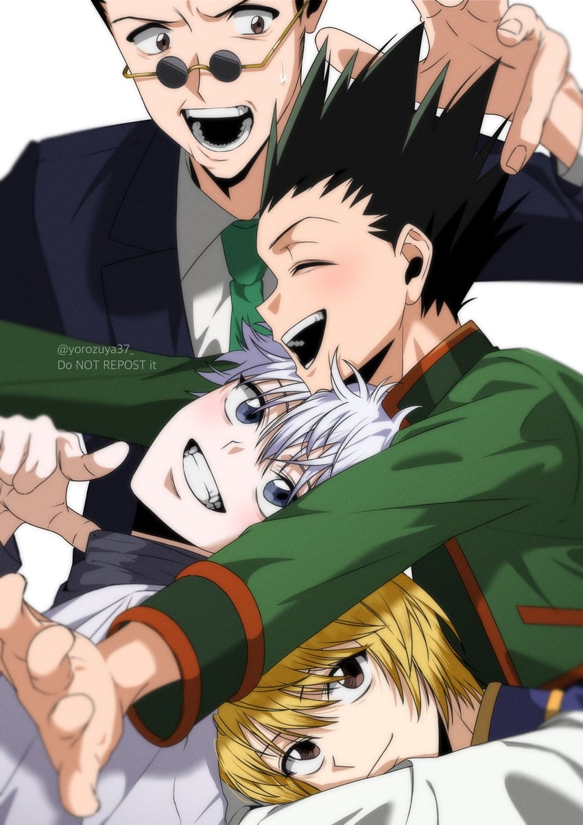killua zoldyck, kurapika, gon freecss, and leorio paladiknight (hunter x hunter) drawn by yorozuya37