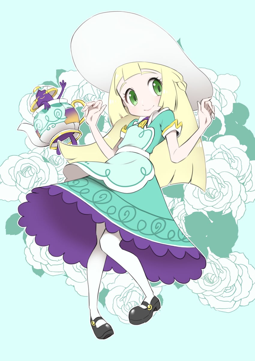 lillie and polteageist (pokemon and 1 more) drawn by ayakadegozans