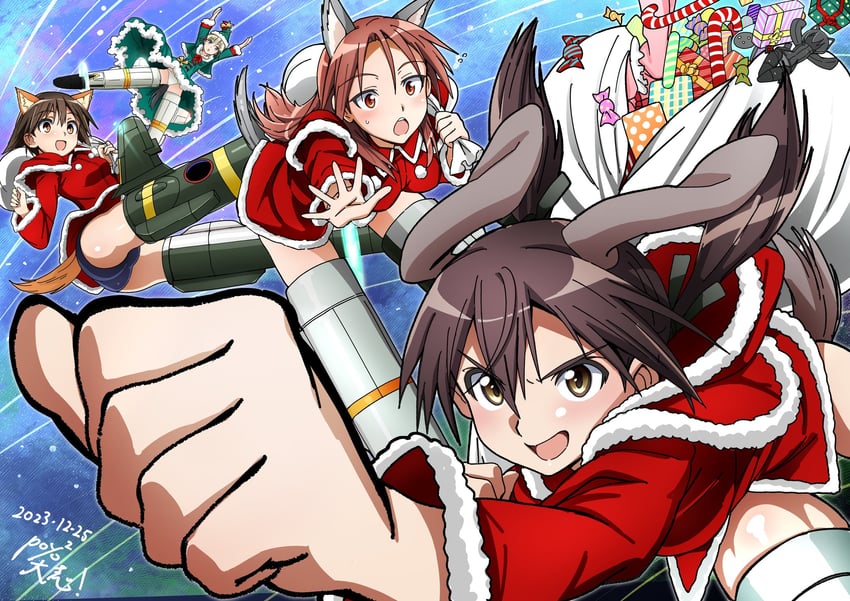 miyafuji yoshika, erica hartmann, gertrud barkhorn, and minna-dietlinde wilcke (world witches series and 1 more) drawn by poyopoyotaishi