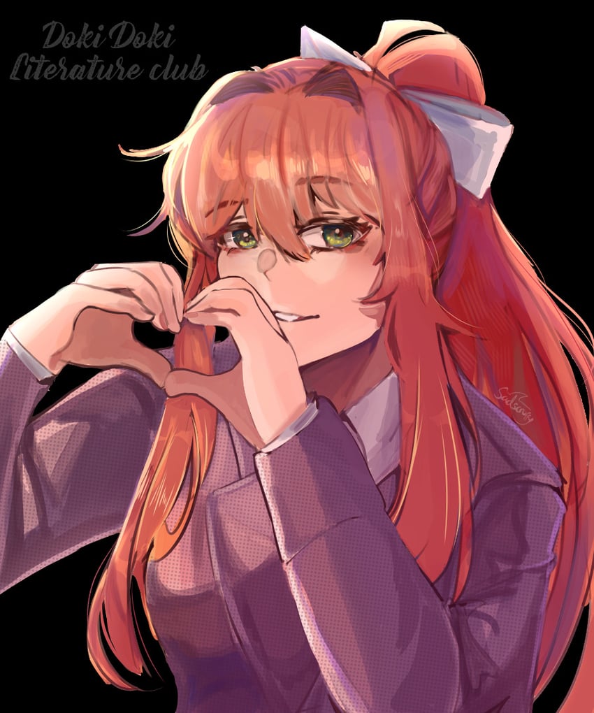monika (doki doki literature club) drawn by sadscruffy