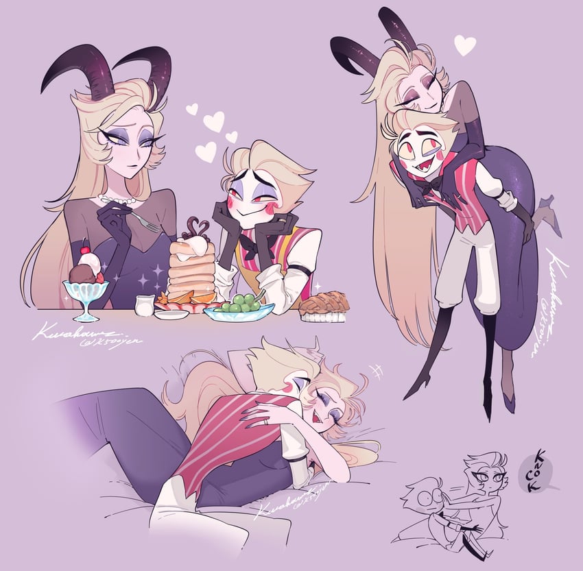 lucifer morningstar and lilith (hazbin hotel) drawn by k500yen
